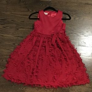 American Princess maroon dress w “petals” on skirt